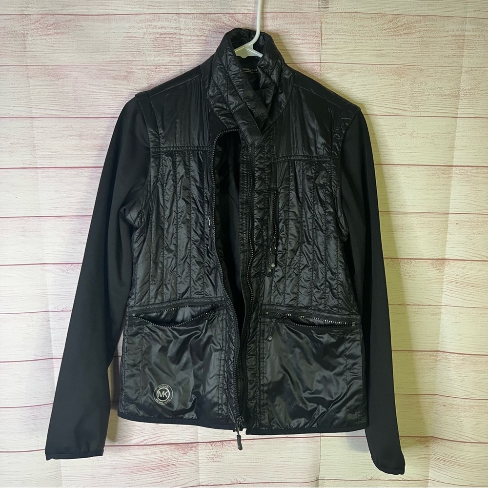 Michael Kors Black Convertible Removable Sleeves Full Zipper Jacket Size Small